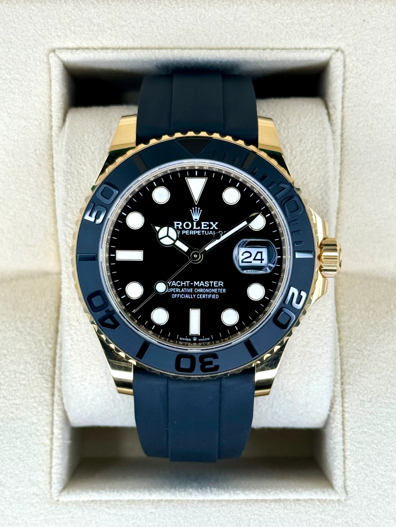2024 Rolex Yacht-Master 42mm 226658 Gold Oysterflex Black Dial