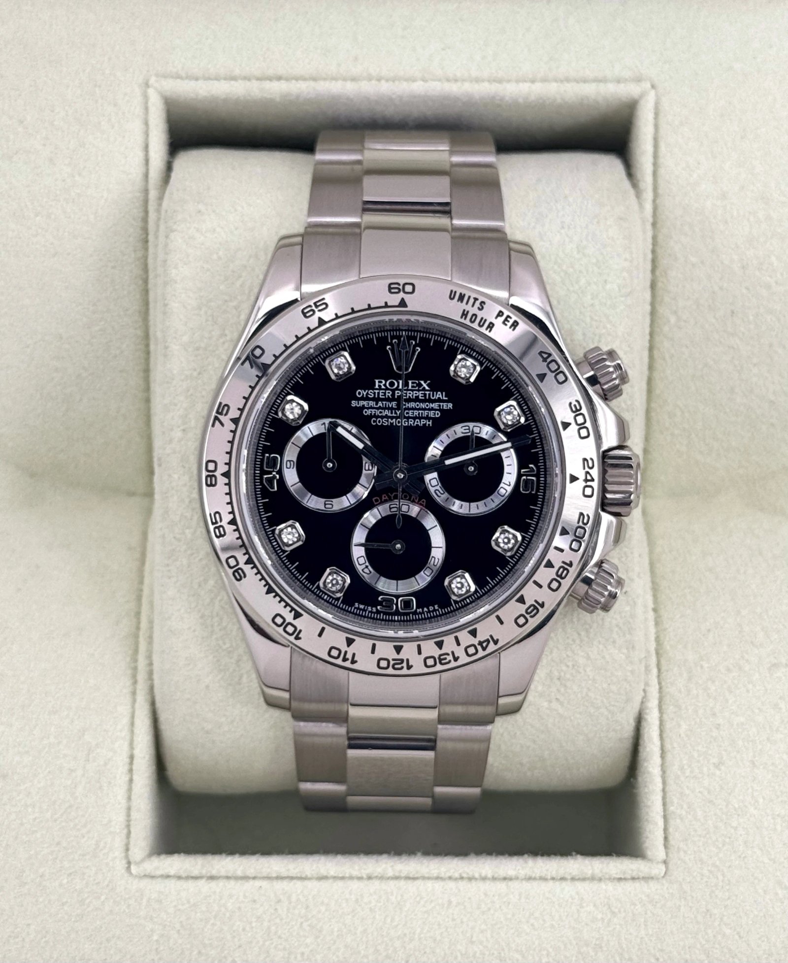 2009 Rolex Daytona 40mm 116509 White Gold Black Diamond Dial