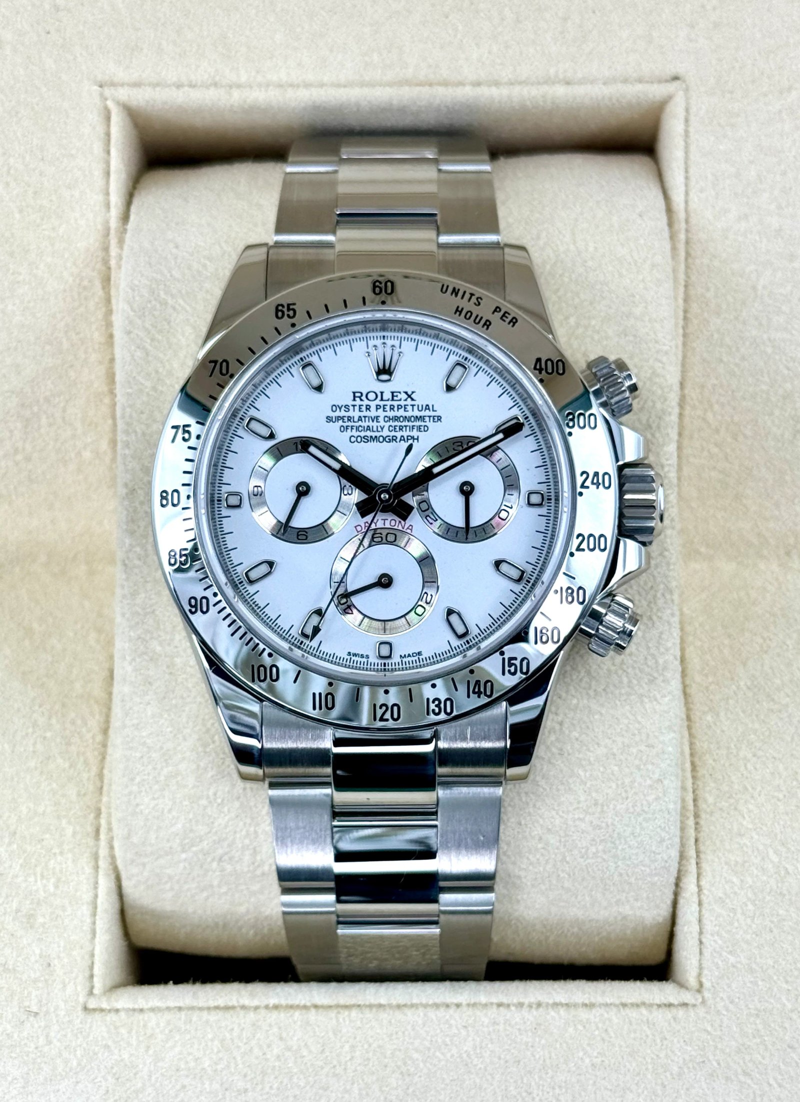 2015 Rolex Daytona 40mm 116520 Stainless Steel White APH Dial
