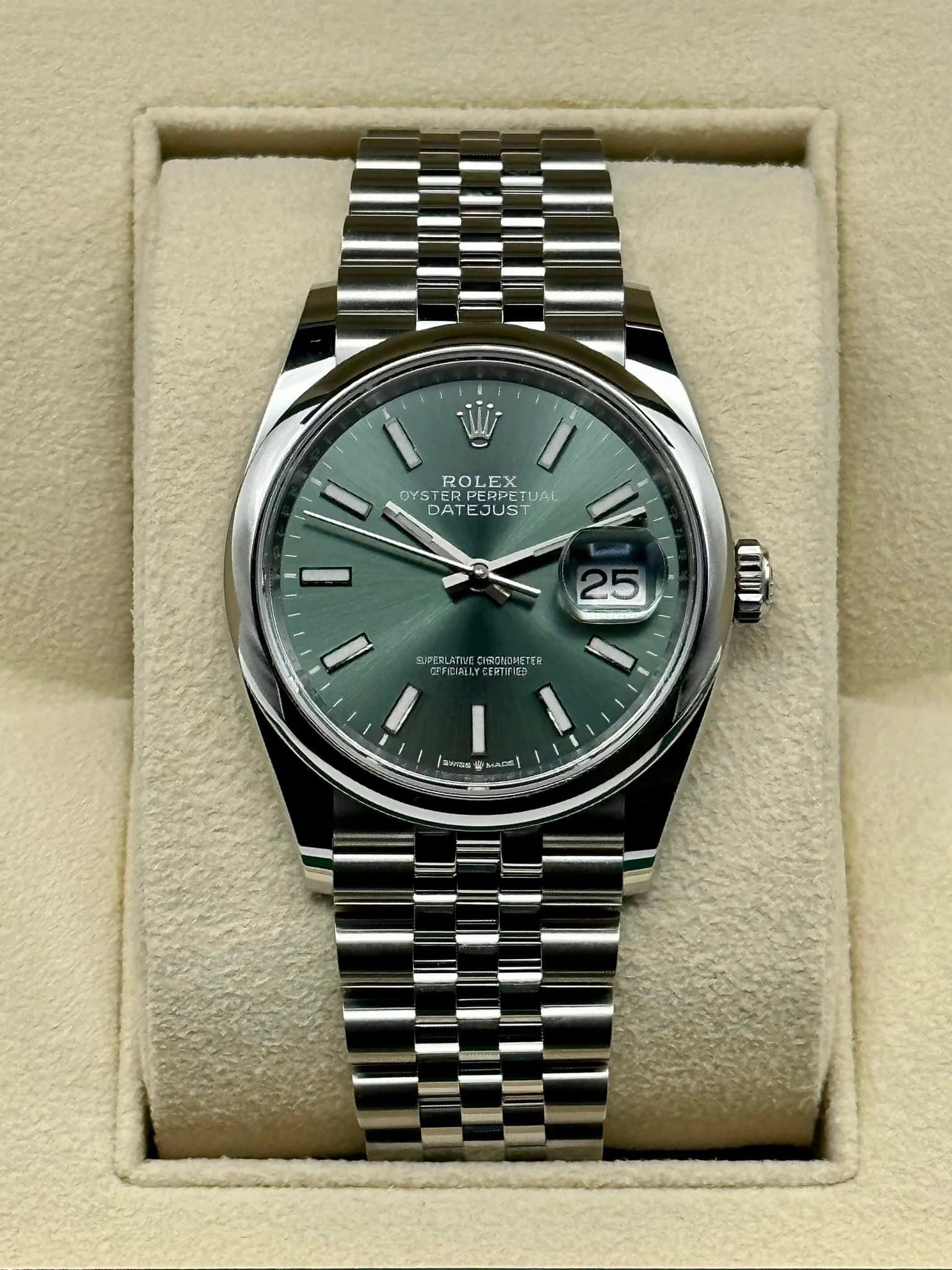 NEW 2025 Rolex Datejust 36mm 126200 Jubilee Mint Green Dial