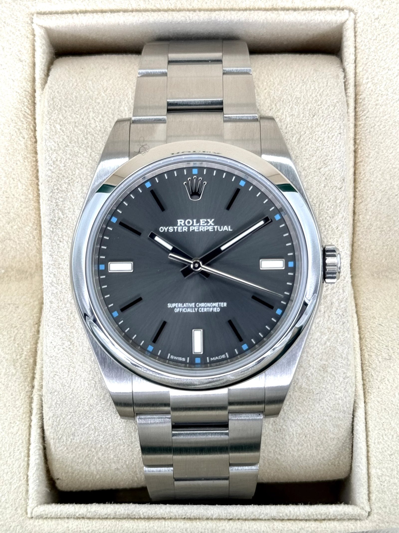 2017 Rolex Oyster Perpetual 39mm 114300 Rhodium Dial