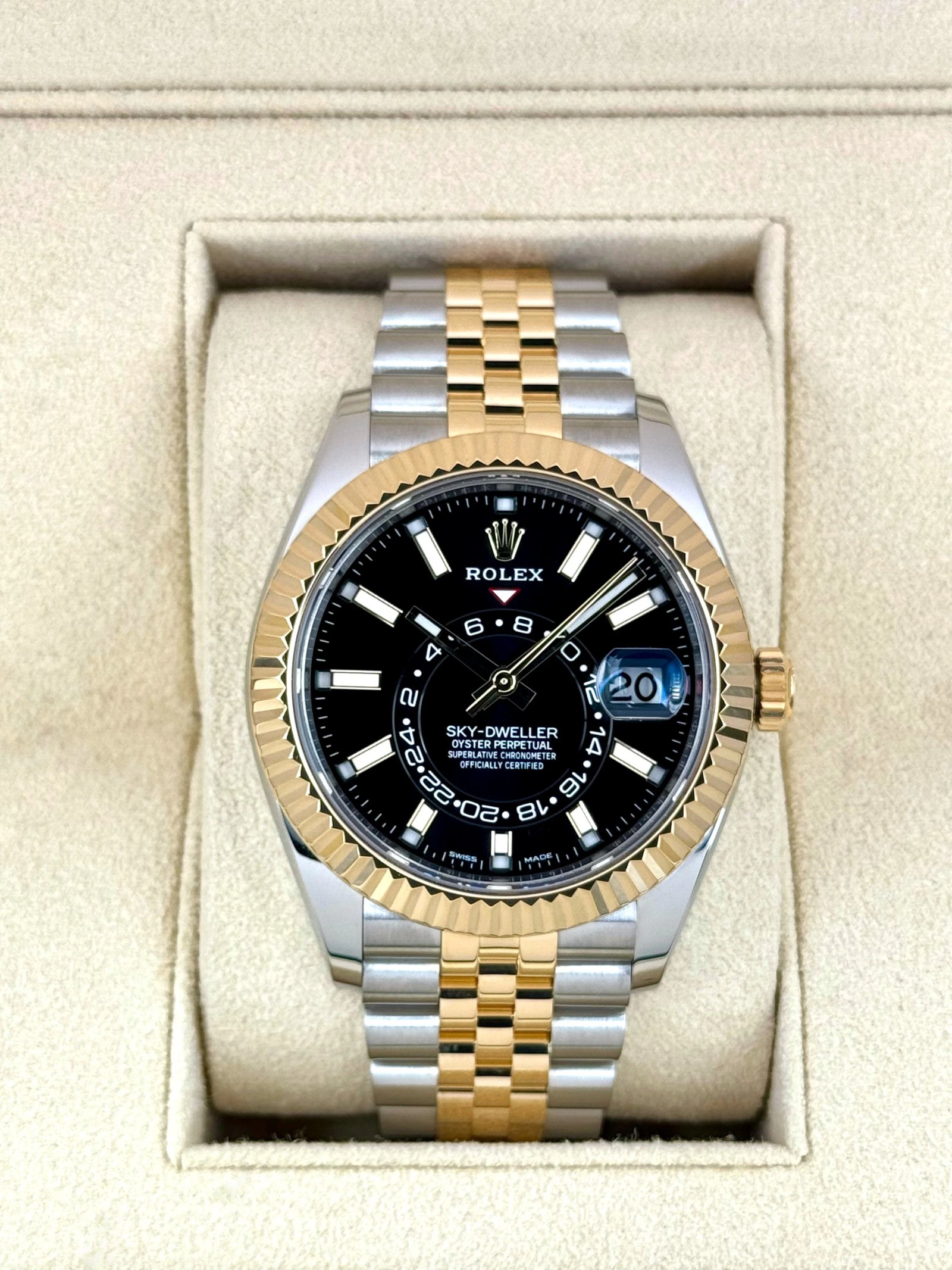2022 Rolex Sky-Dweller 42mm 326933 Two-Tone Jubilee Black Dial
