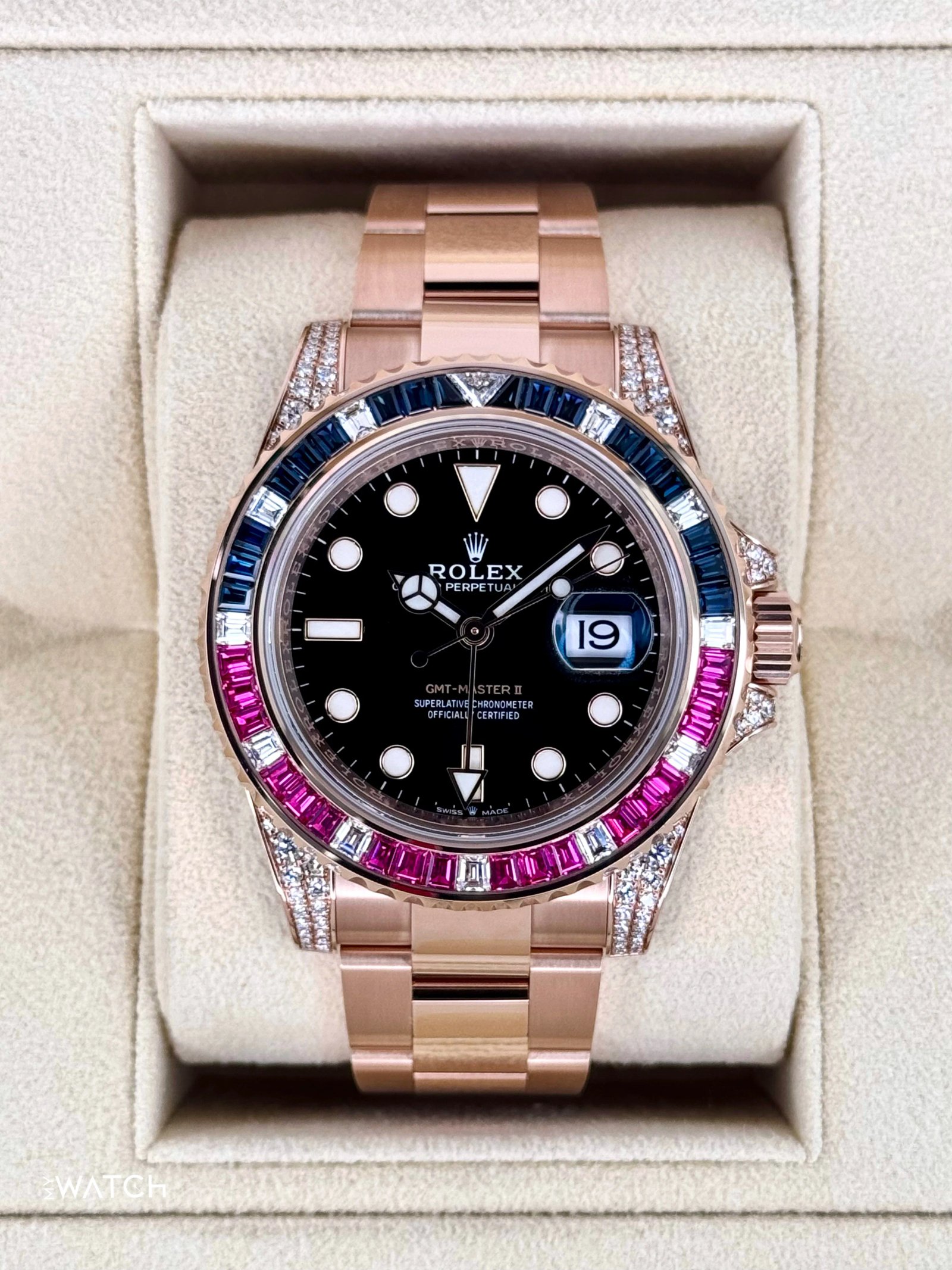 NOS 2021 Rolex GMT-Master II 40mm 126755SARU Pepsi Rose Gold Sapphire Ruby