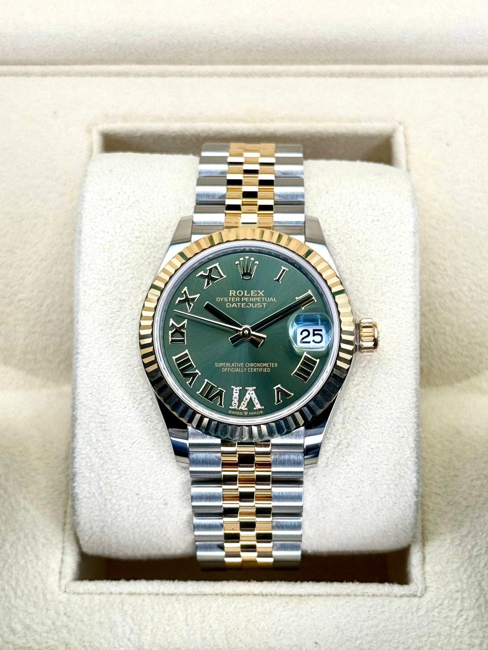 NEW 2025 Rolex Ladies Datejust 31mm 278273 Two-Tone Jubilee Green Dial