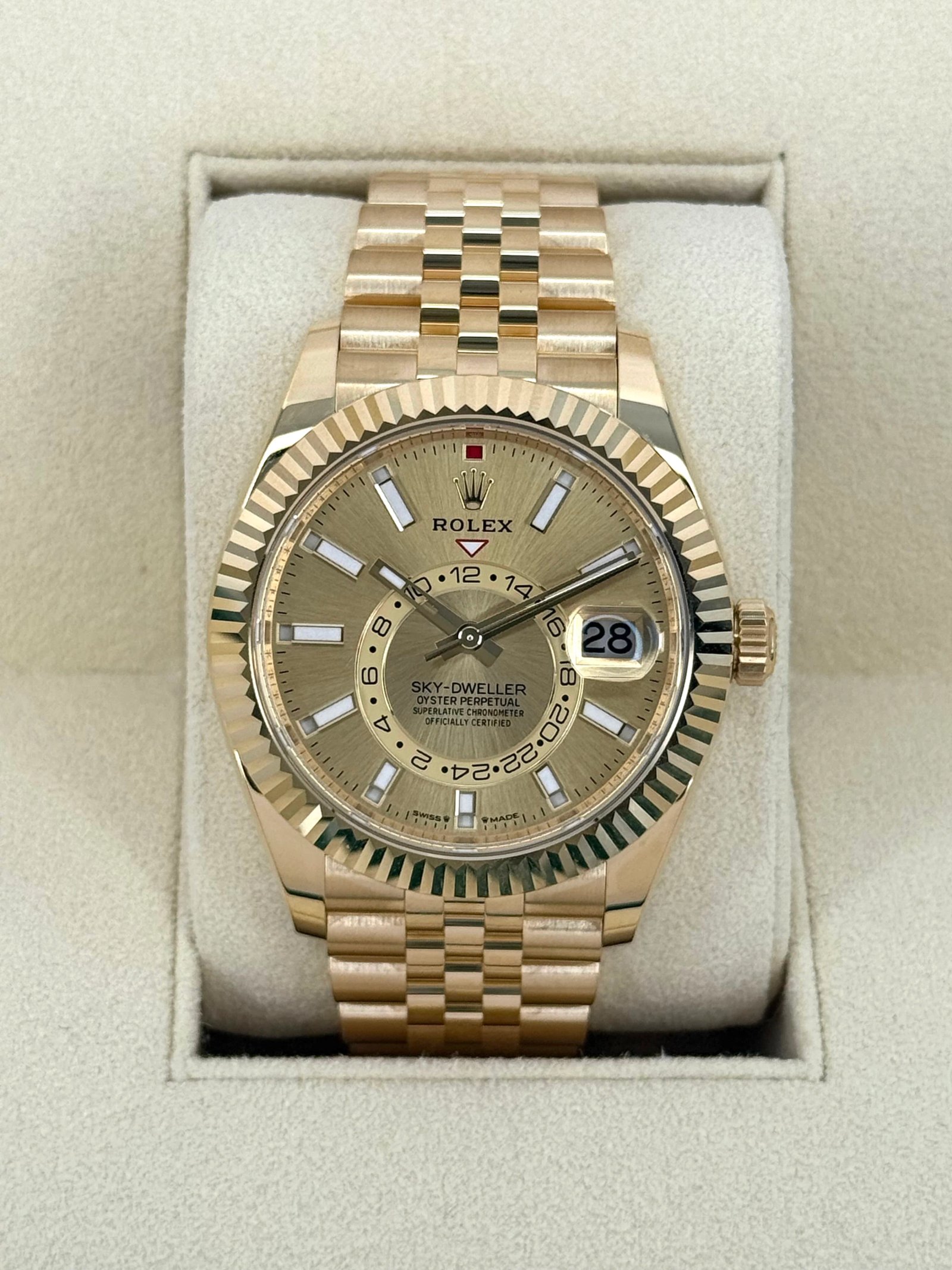 NEW 2025 Rolex Sky-Dweller 42mm 336938 Yellow Gold Jubilee Champagne Dial