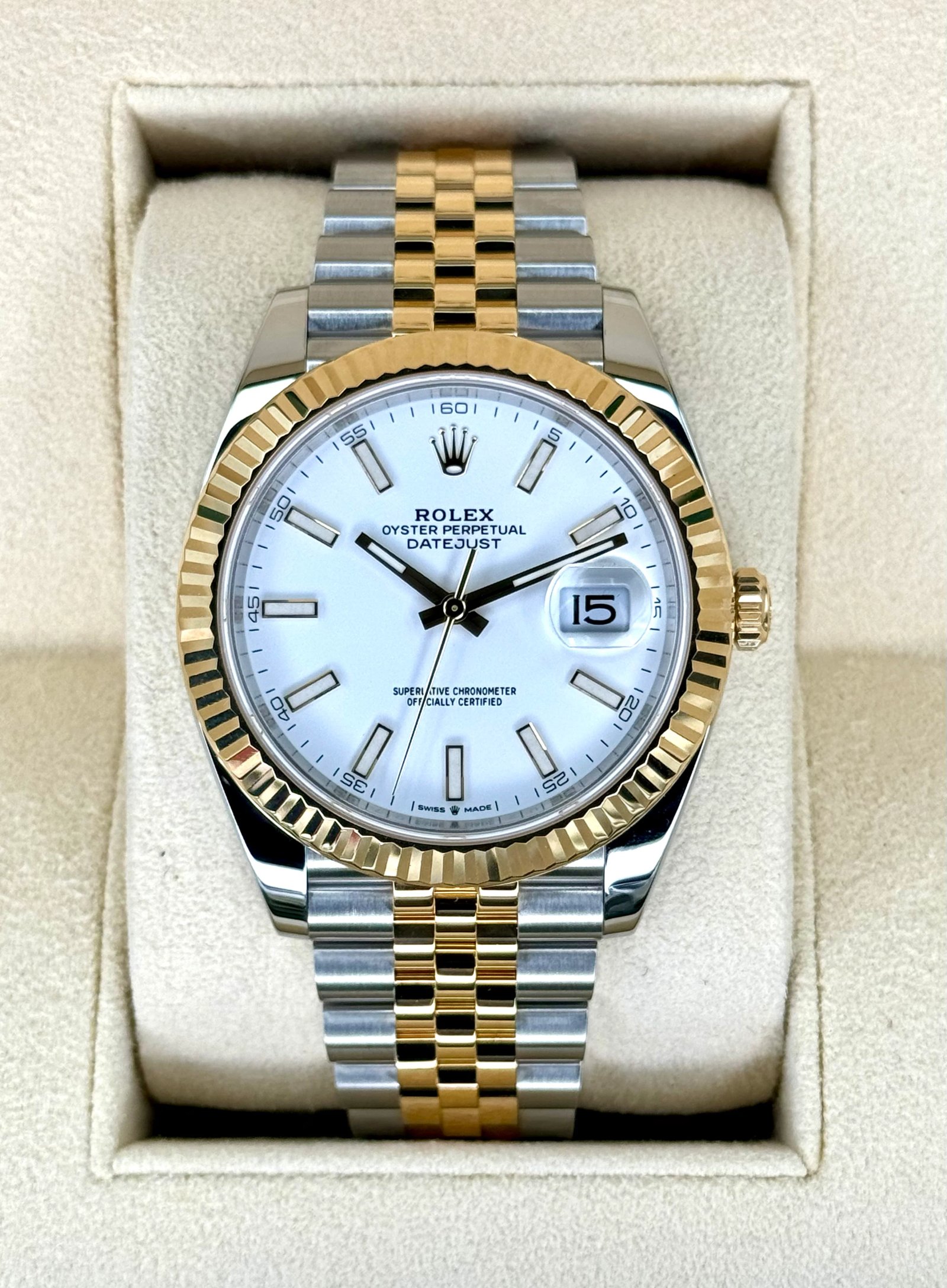 2023 Rolex Datejust 41mm 126333 Two-Tone Jubilee White Dial