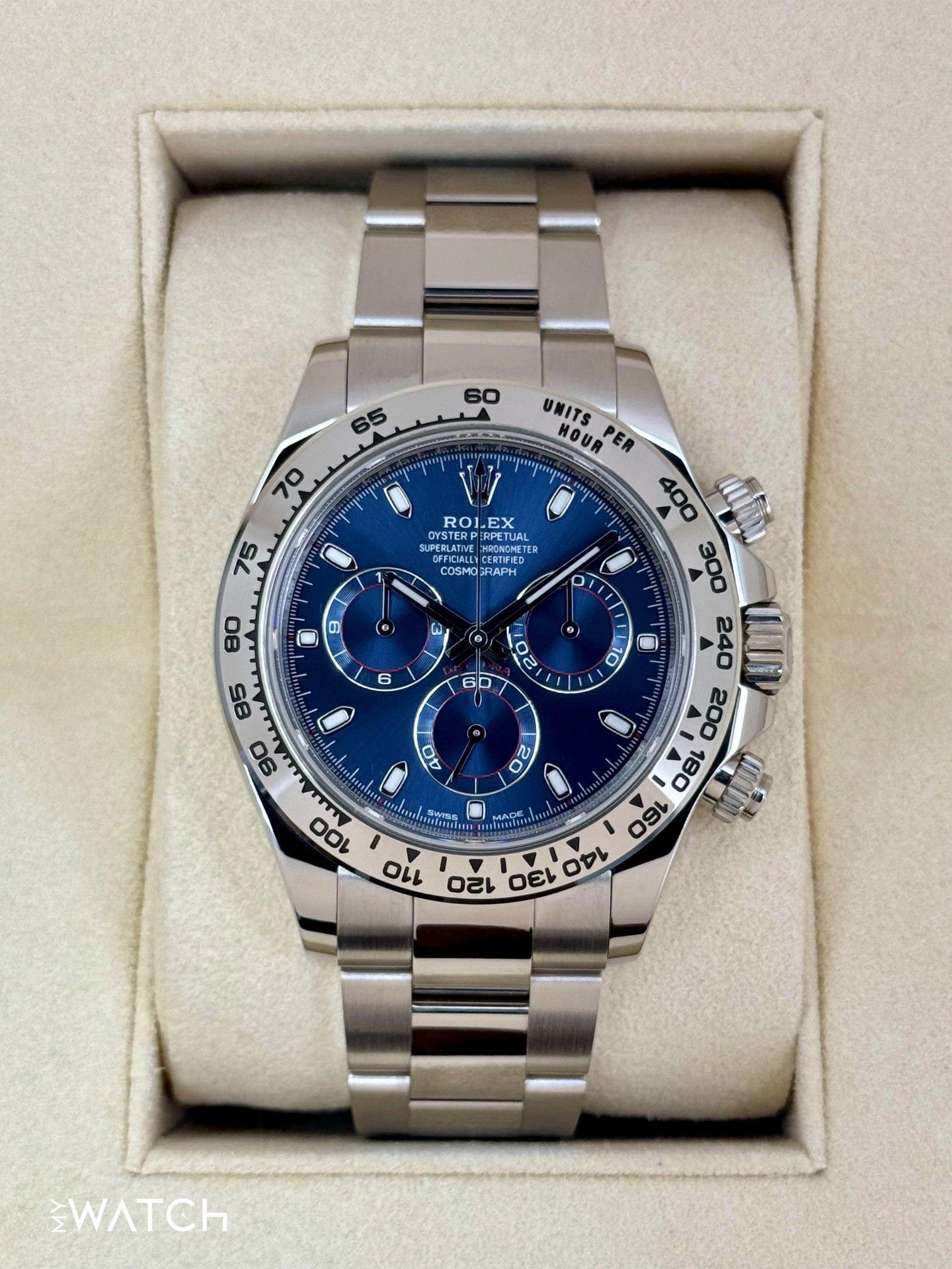 2019 Rolex Daytona 40mm 116509 White Gold Blue Dial
