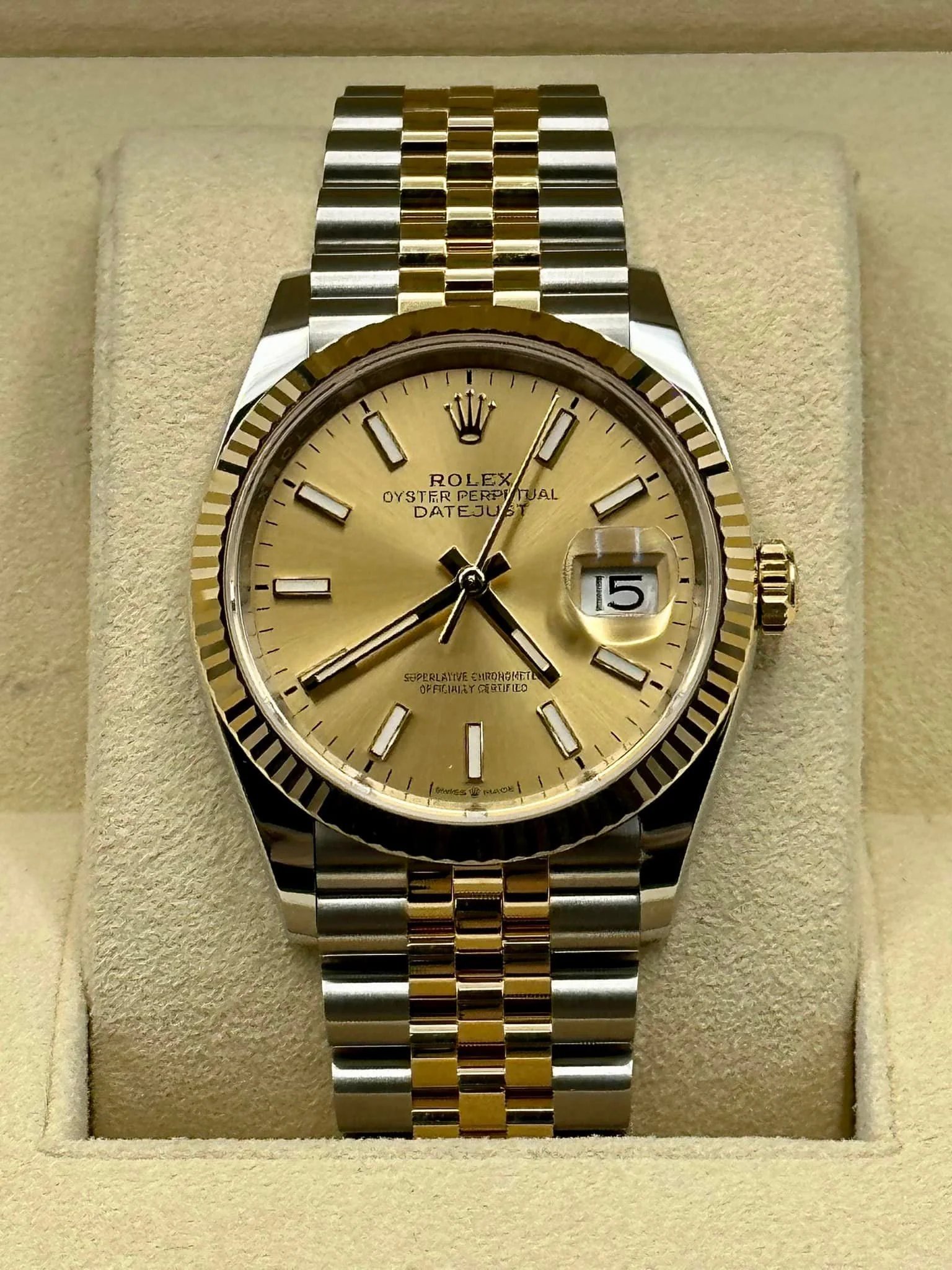 2022 Rolex Datejust 36mm 126233 Two-Tone Jubilee Champaign Stick Dial