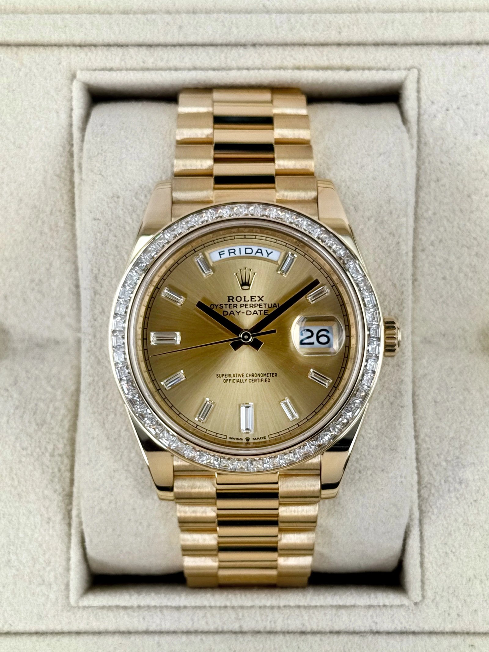 2018 Rolex Day-Date 40mm 228398TBR Presidential Yellow Gold Champagne Dial