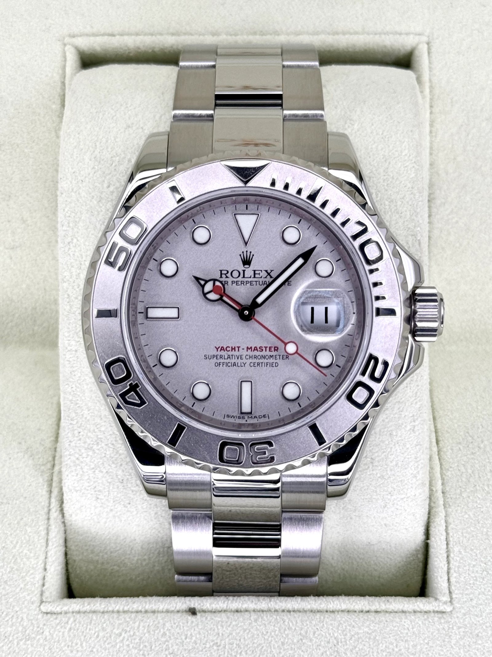 2014 Rolex Yacht-Master 40mm 16622 Platinum Bezel and Dial