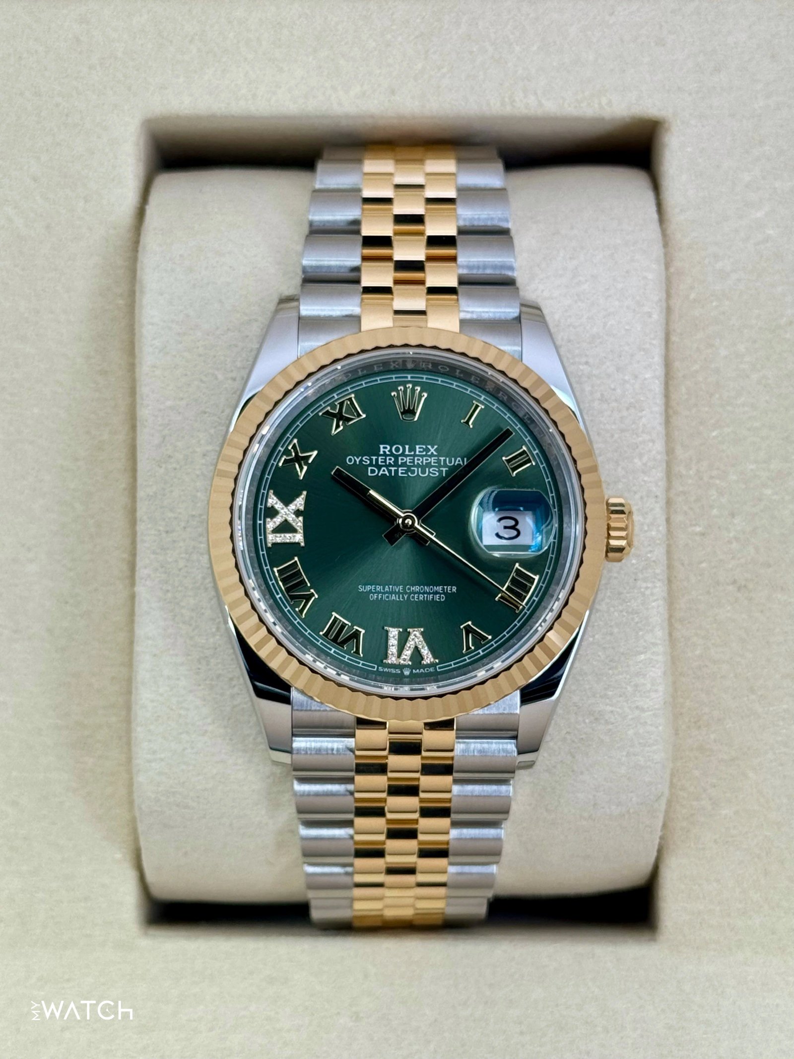 NEW 2025 Rolex Datejust 36mm 126233 Two-Tone Jubilee Green Diamond Dial