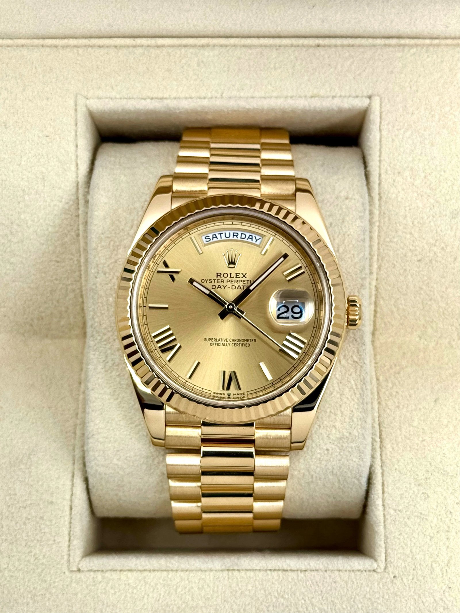 2021 Rolex Day-Date 40mm 228238 Presidential Champagne Dial