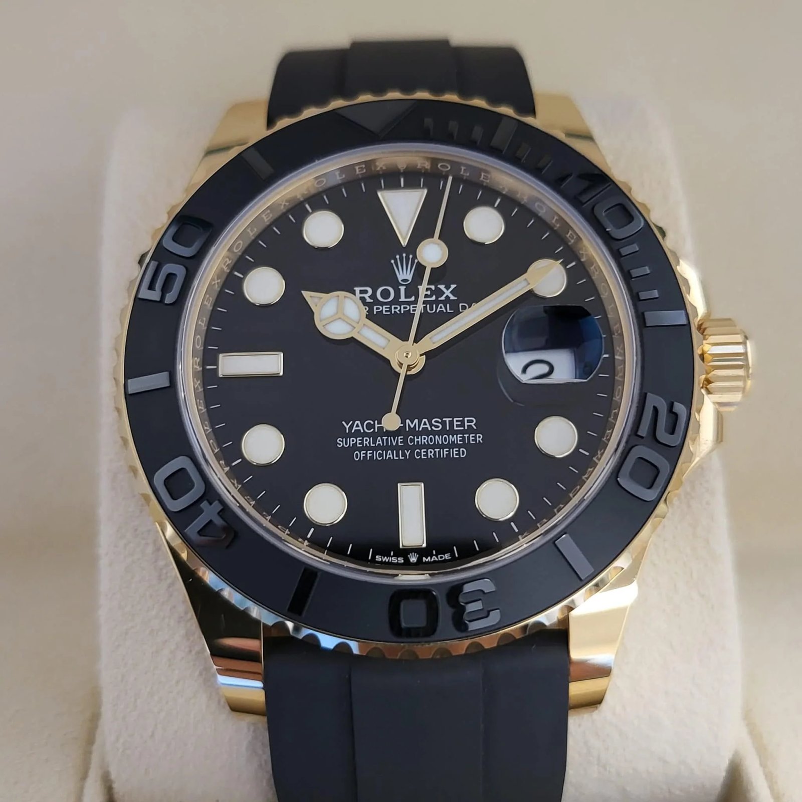 NEW 2023 Rolex Yacht-Master 42mm 226658 Gold Oysterflex Black Dial