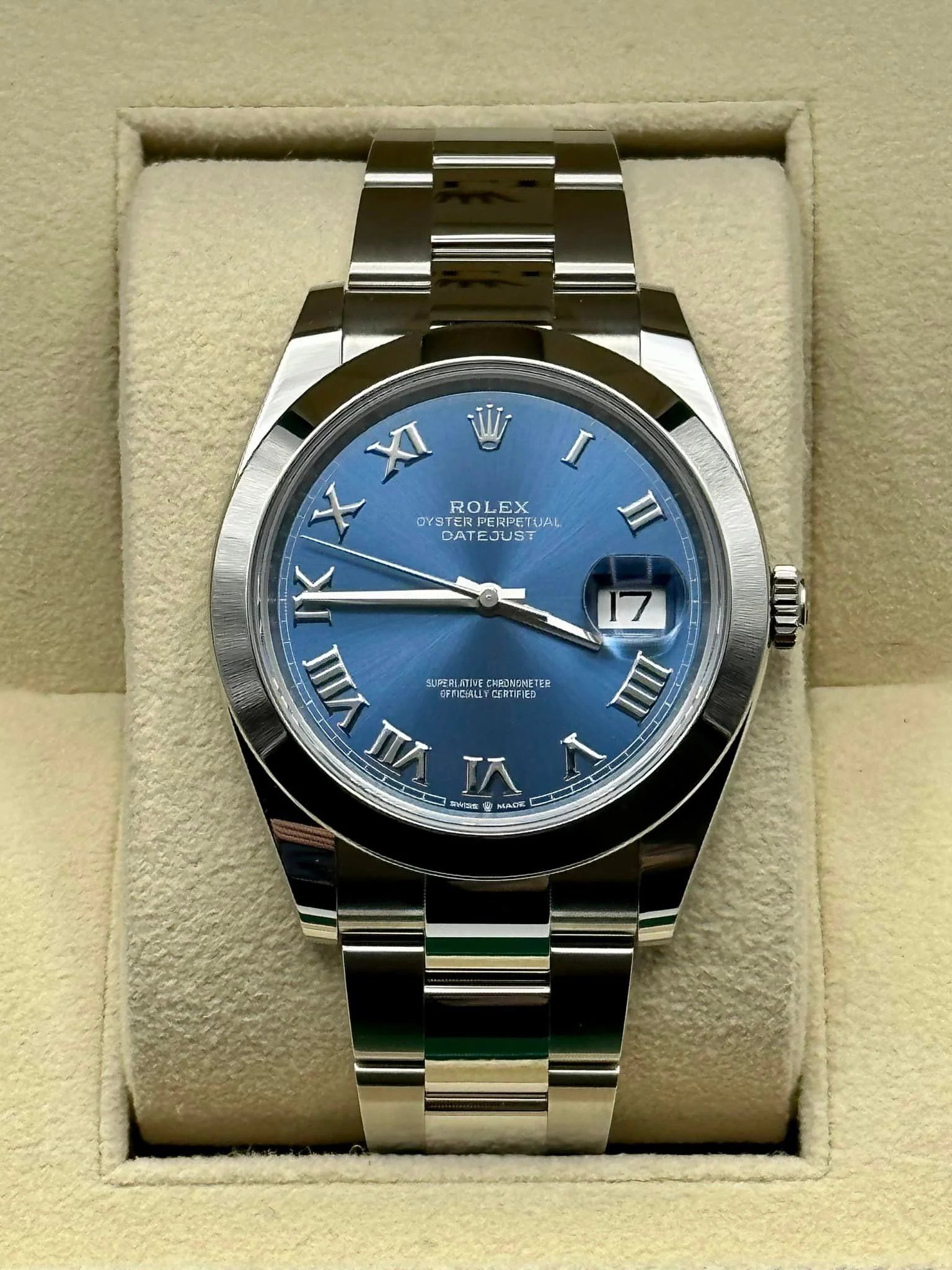 NEW Rolex 2023 Datejust 41mm 126300 Oyster Blue Roman Numeral Dial