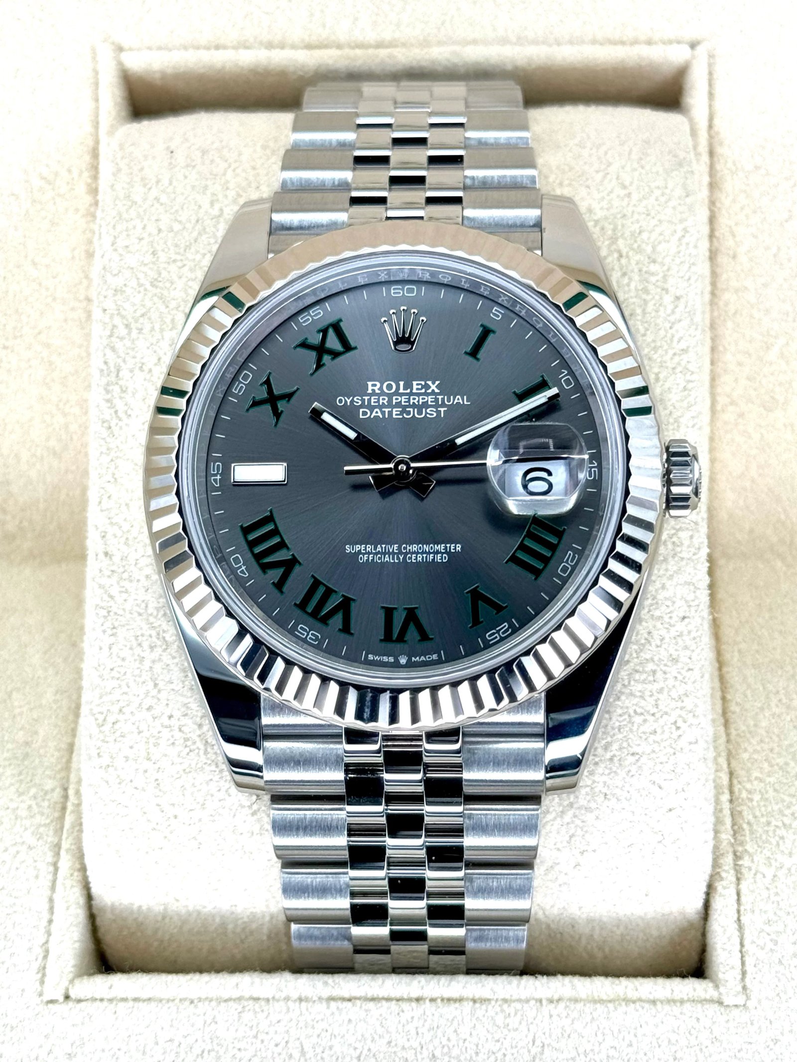 2023 Rolex Datejust 41mm 126334 Stainless Steel Jubilee Wimbledon Dial