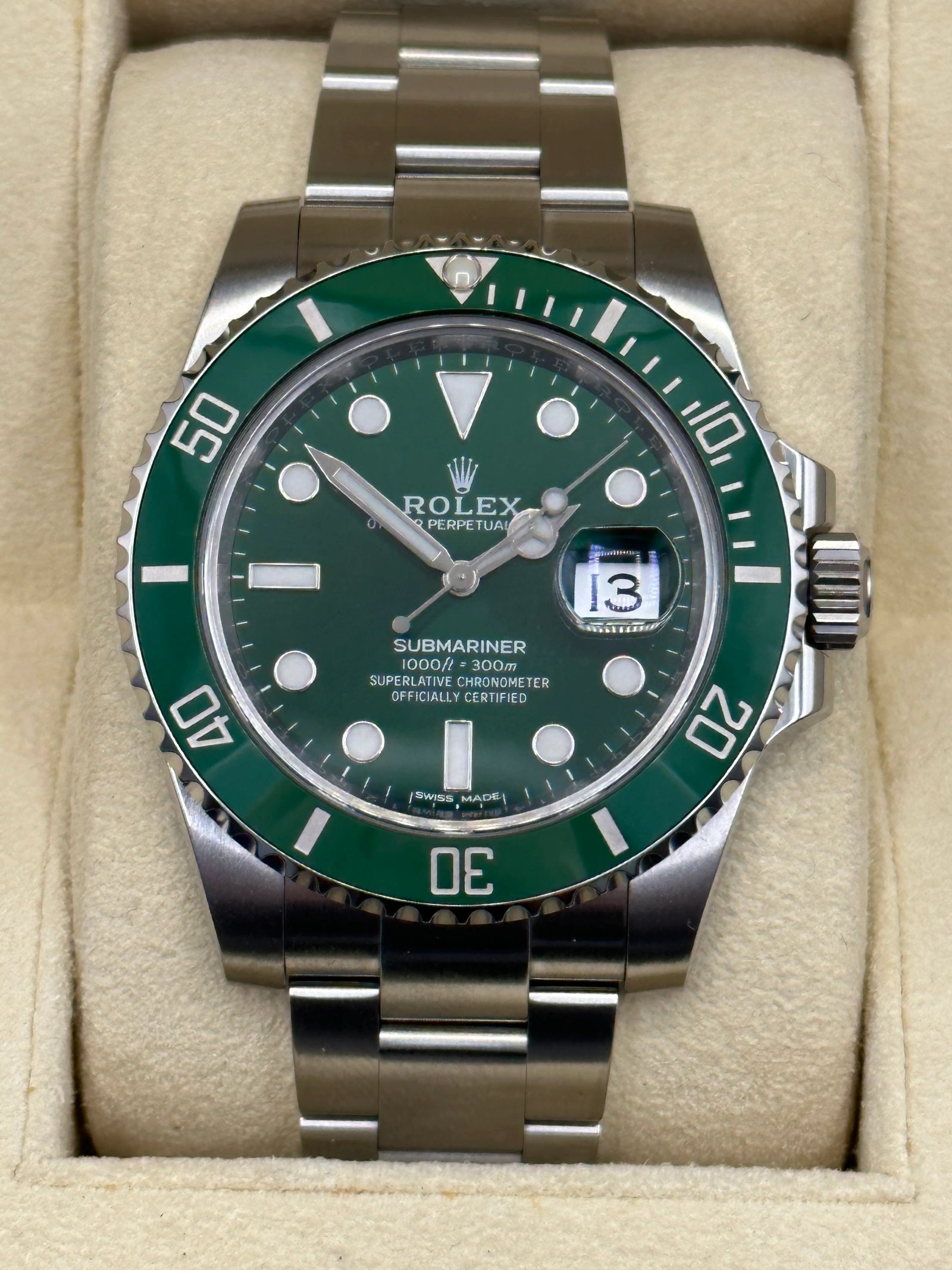 2016 Rolex Submariner "Hulk" 40mm 116610LV Green Dial