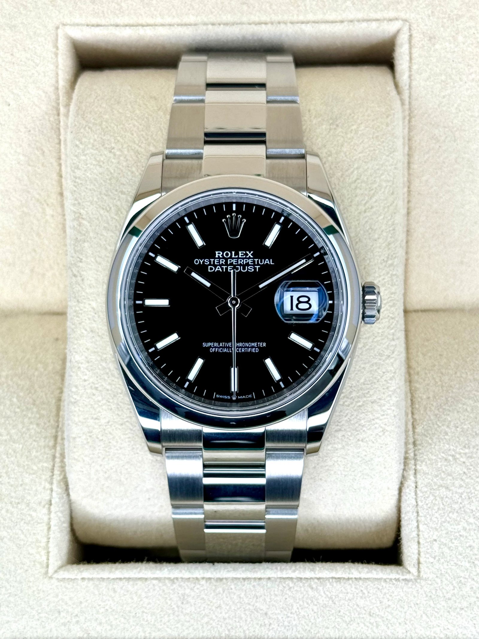 2022 Rolex Datejust 36mm 126200 Stainless Steel Oyster Black Dial
