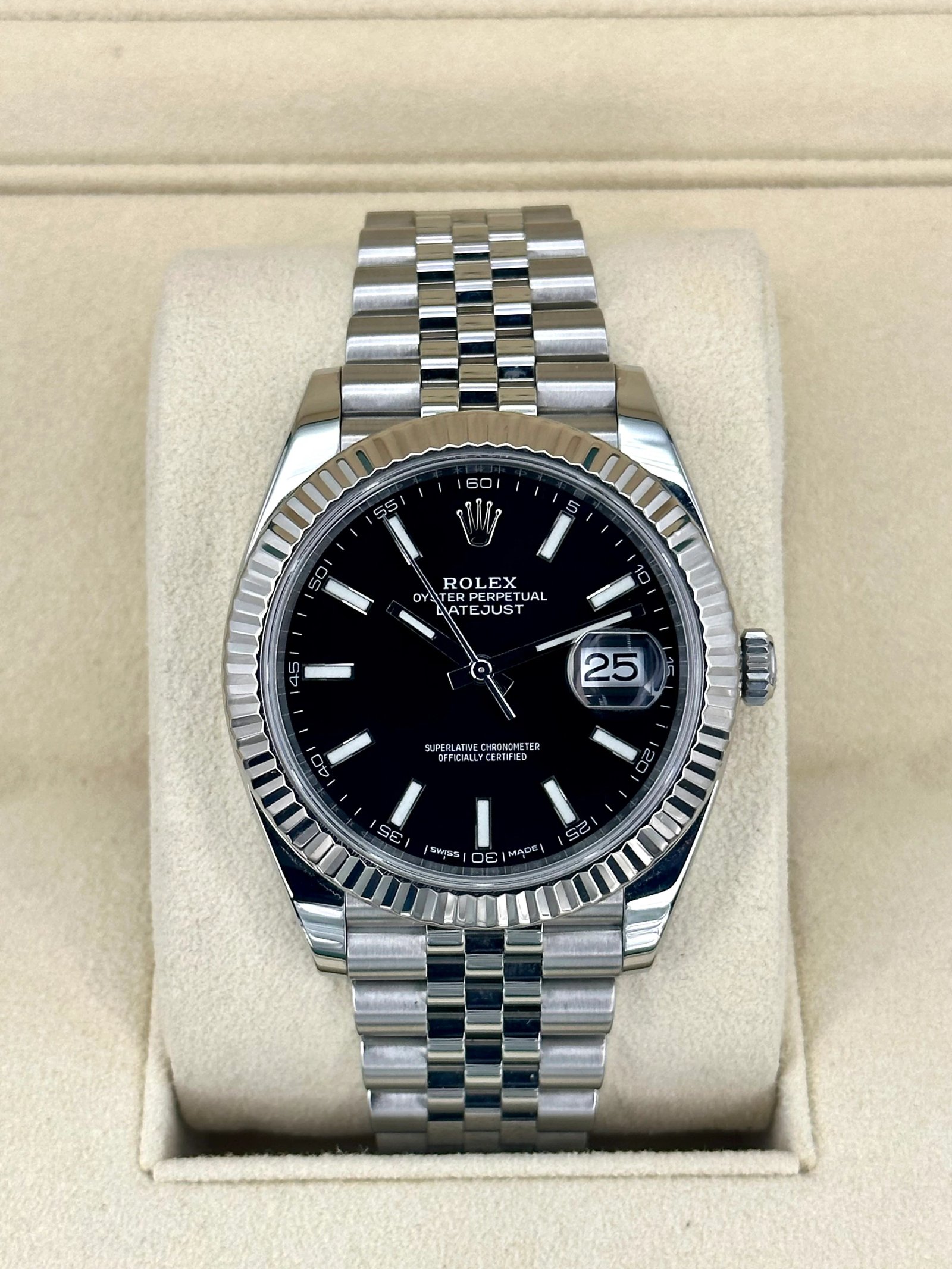 2021 Rolex Datejust 41mm 126334 Stainless Steel Jubilee Black Stick Dial
