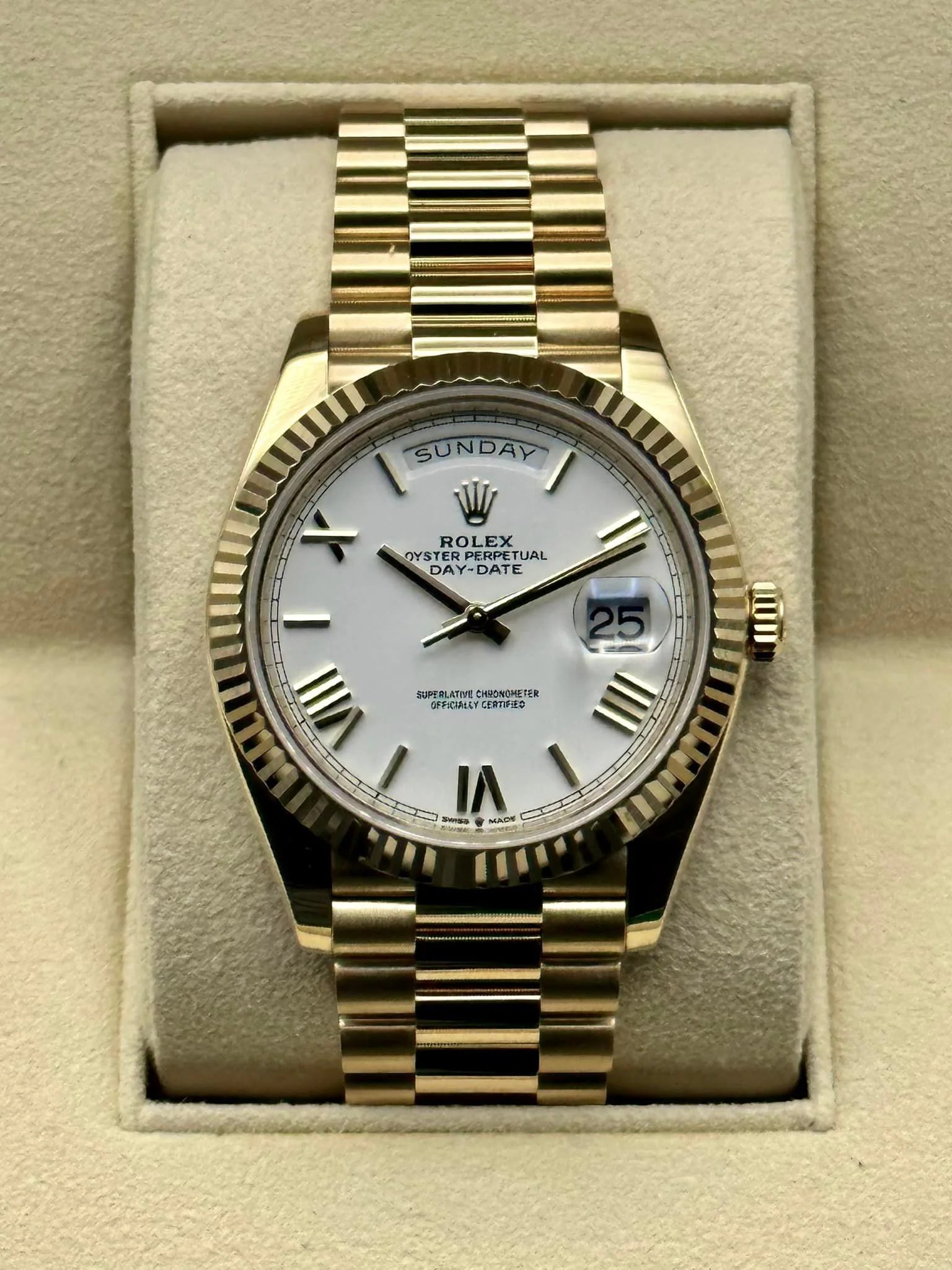 Rolex Day-Date 40mm 228238 Presidential White Dial