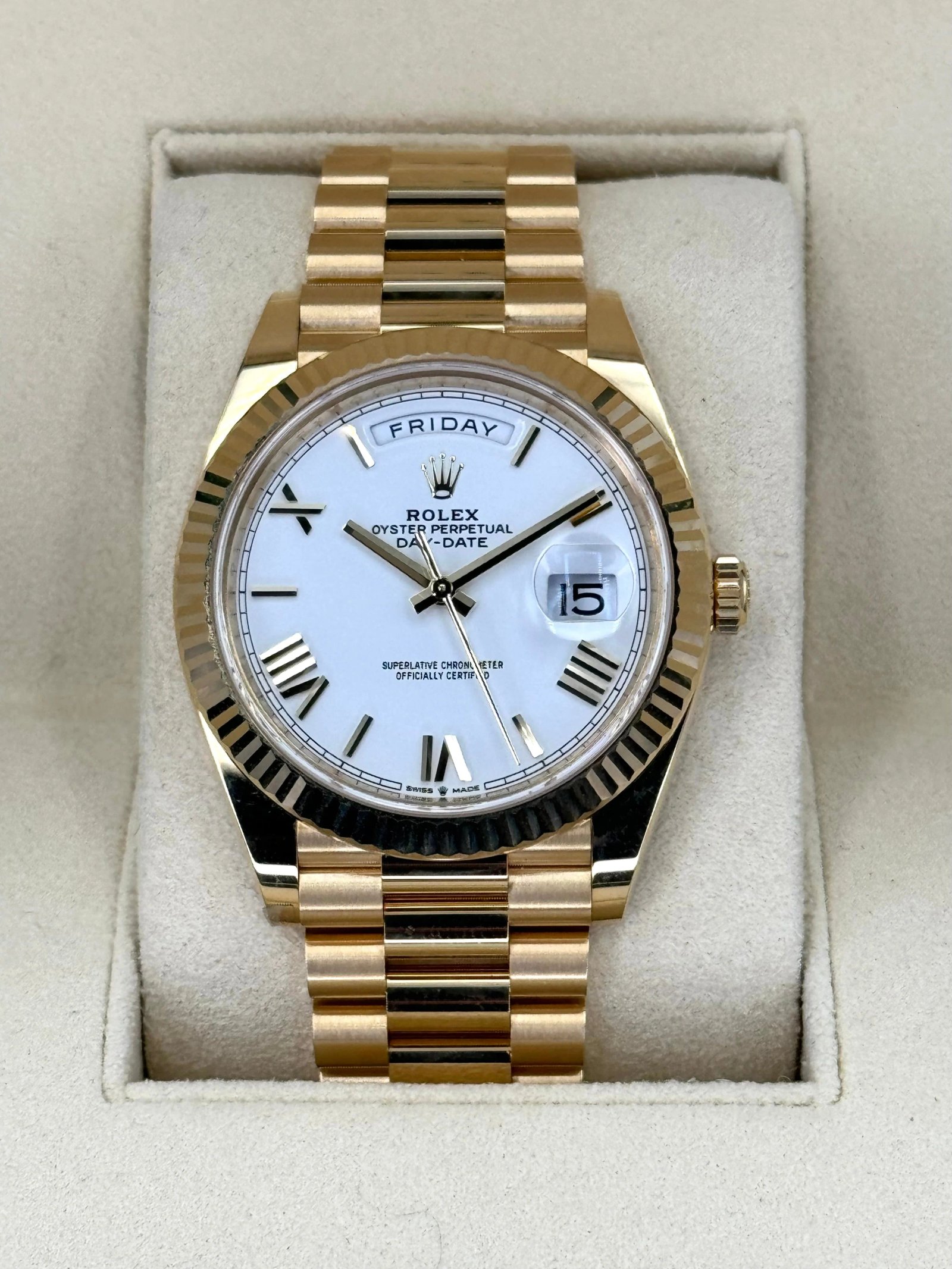 NEW 2025 Rolex Day-Date 40mm 228238 Presidential White Dial