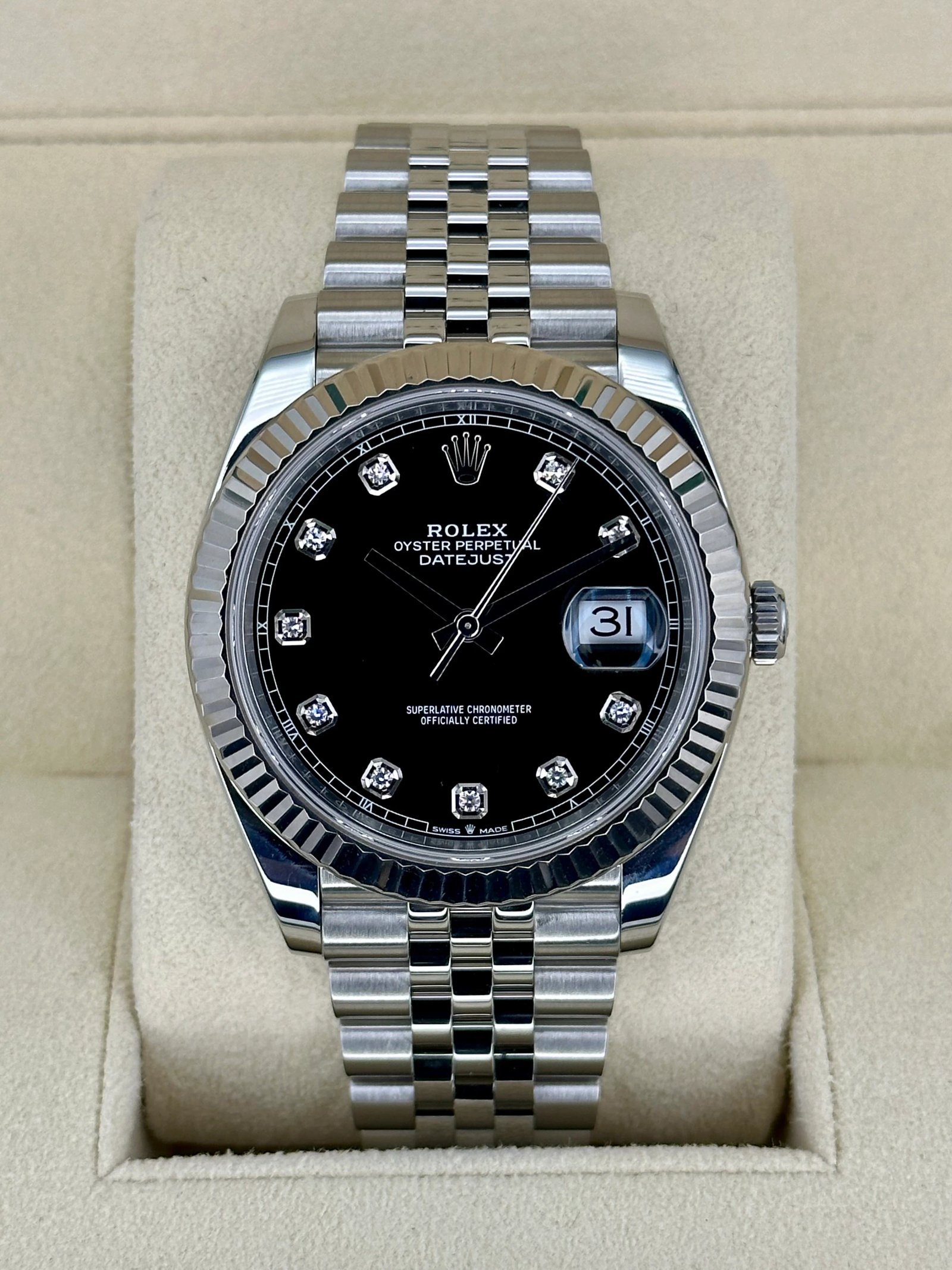 2021 Rolex Datejust 41mm 126334 Jubilee Black Diamond Dial
