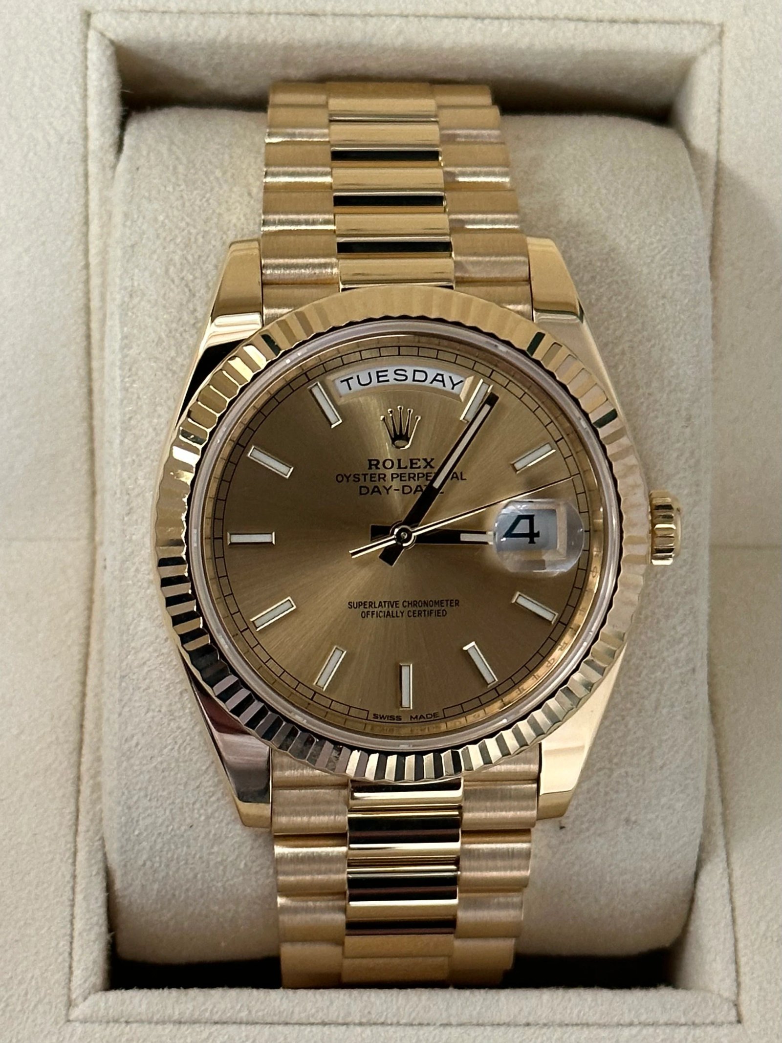 2016 Rolex Day-Date 40mm 228238 Presidential Champagne Dial