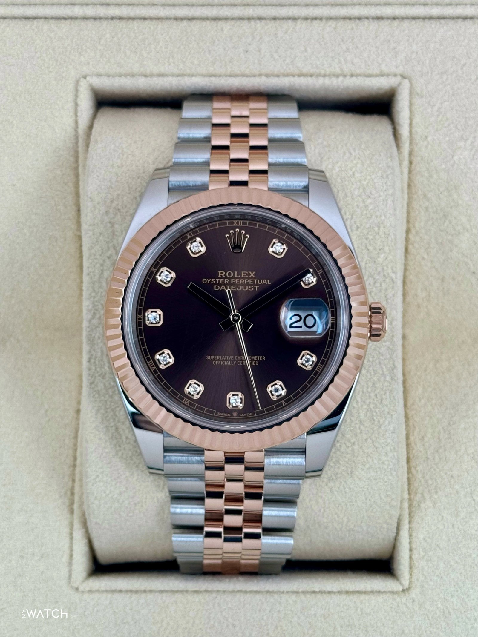 2023 Rolex Datejust 41mm 126331 Two-Tone Jubilee Chocolate Diamond Dial