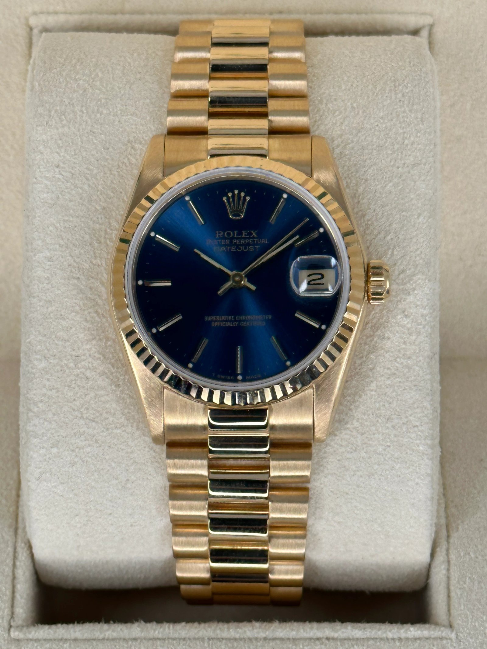 Rolex Datejust Presidential 31mm 68278 Blue Stick Dial