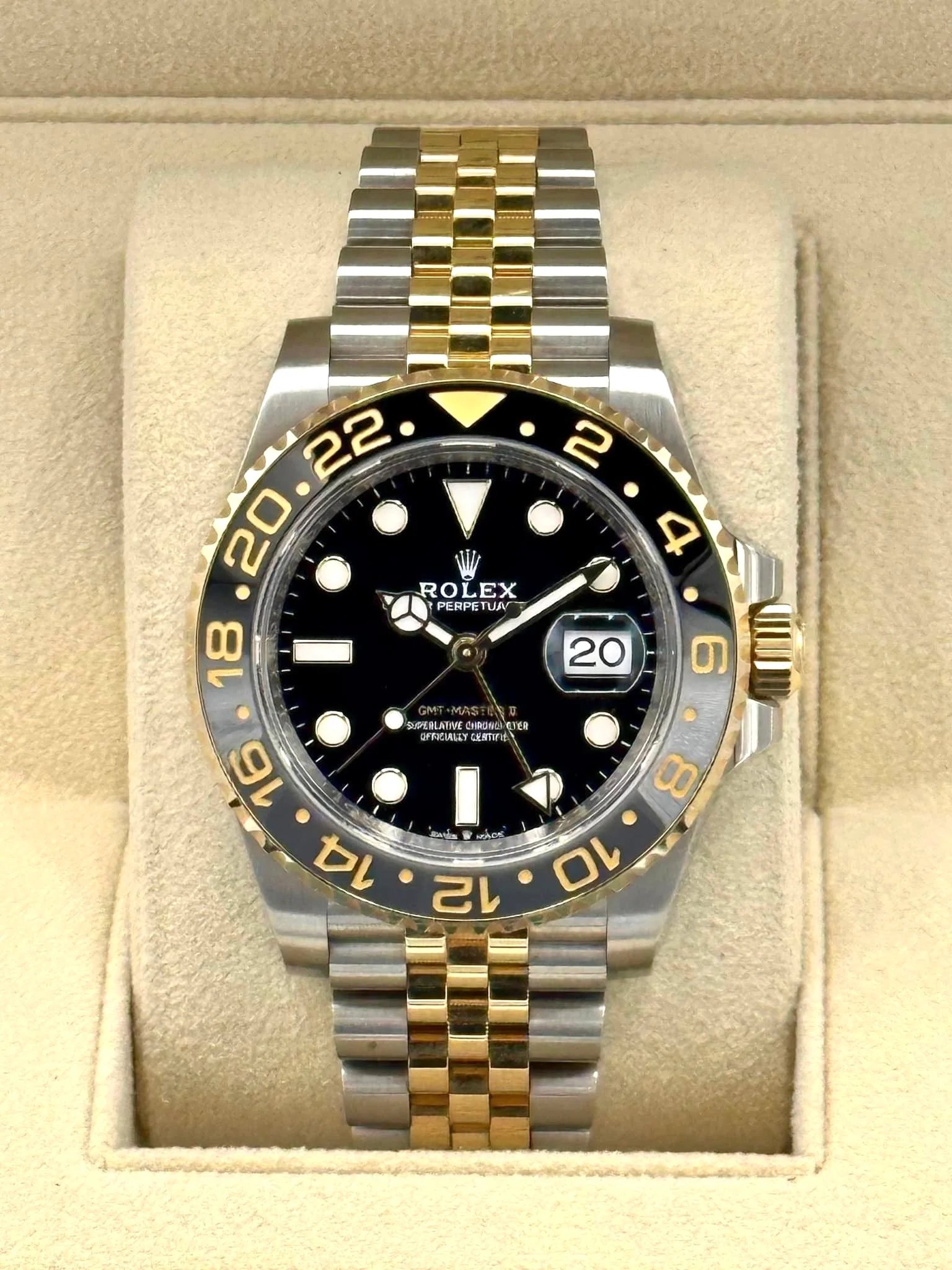 2023 Rolex GMT-Master II 40mm 126713GRNR Two-Tone Jubilee Black Dial