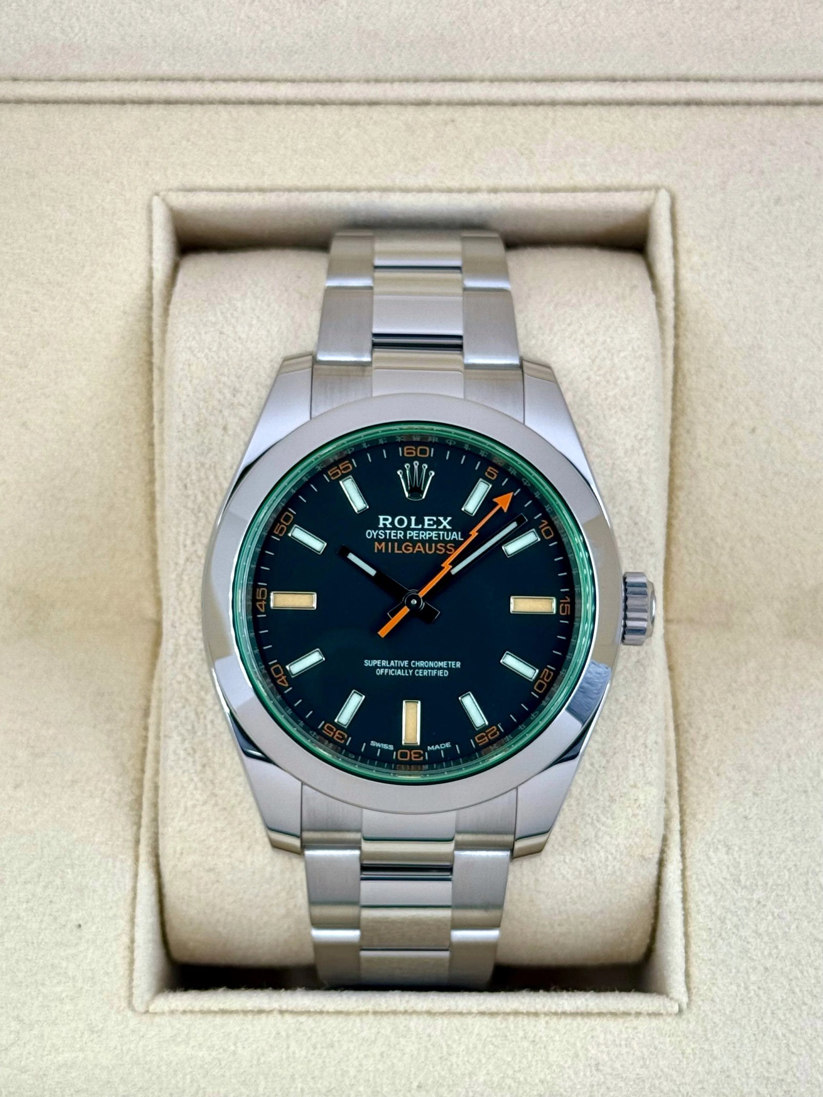 2021 Rolex Milgauss 40mm 116400GV Stainless Steel Black Dial