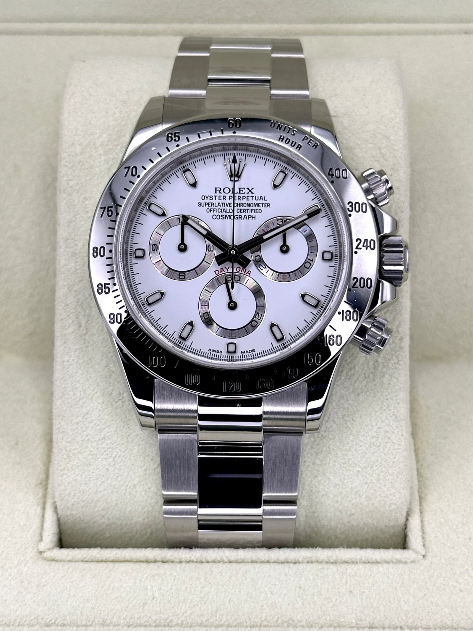 2014 Rolex Daytona 40mm 116520 Stainless Steel White APH Dial