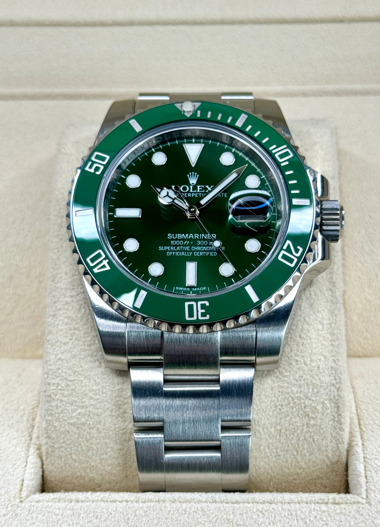 2015 Rolex Submariner "Hulk" 40mm 116610LV Green Dial