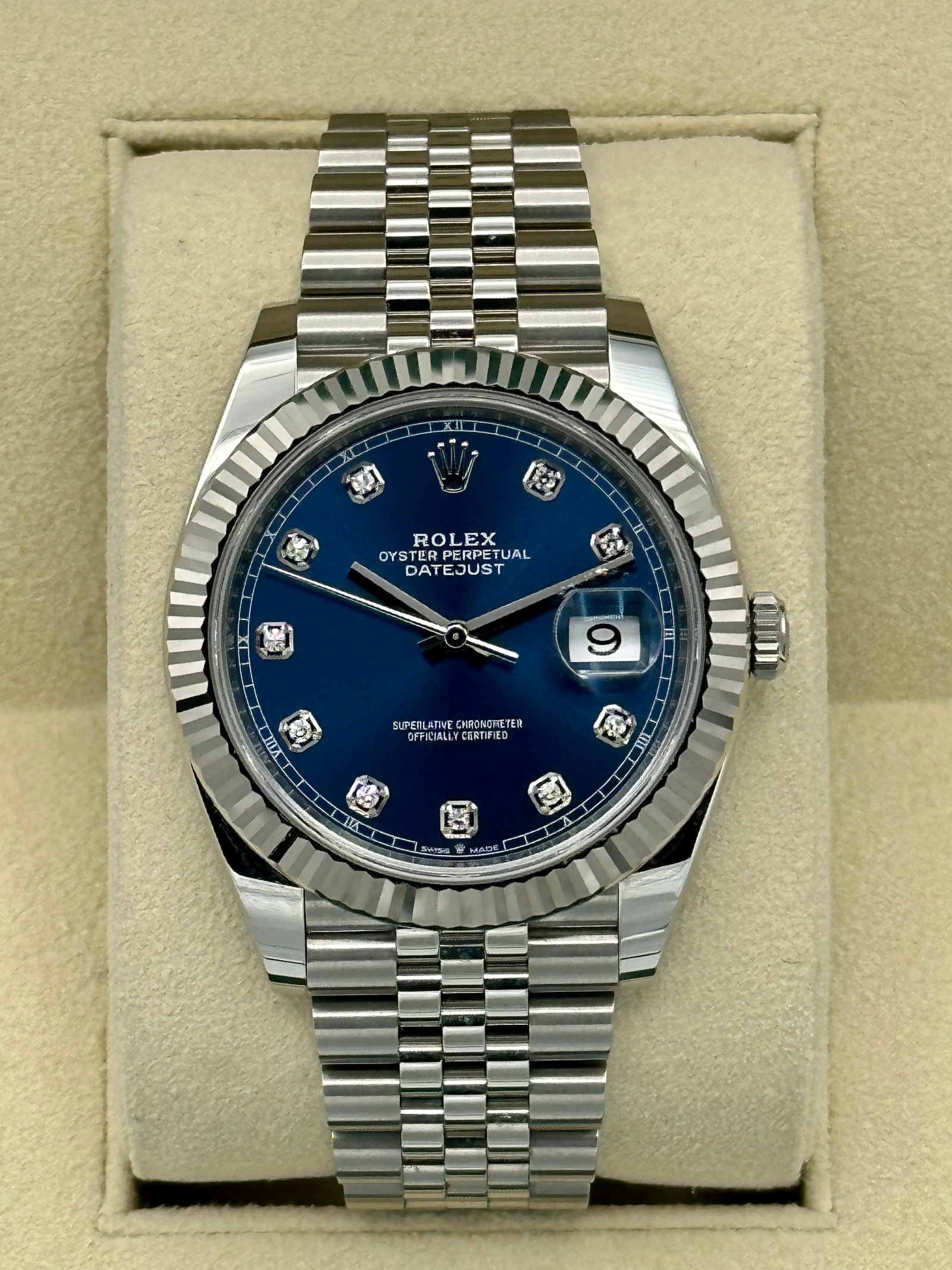 2022 Rolex Datejust 41mm 126334 Jubilee Blue Diamond Dial