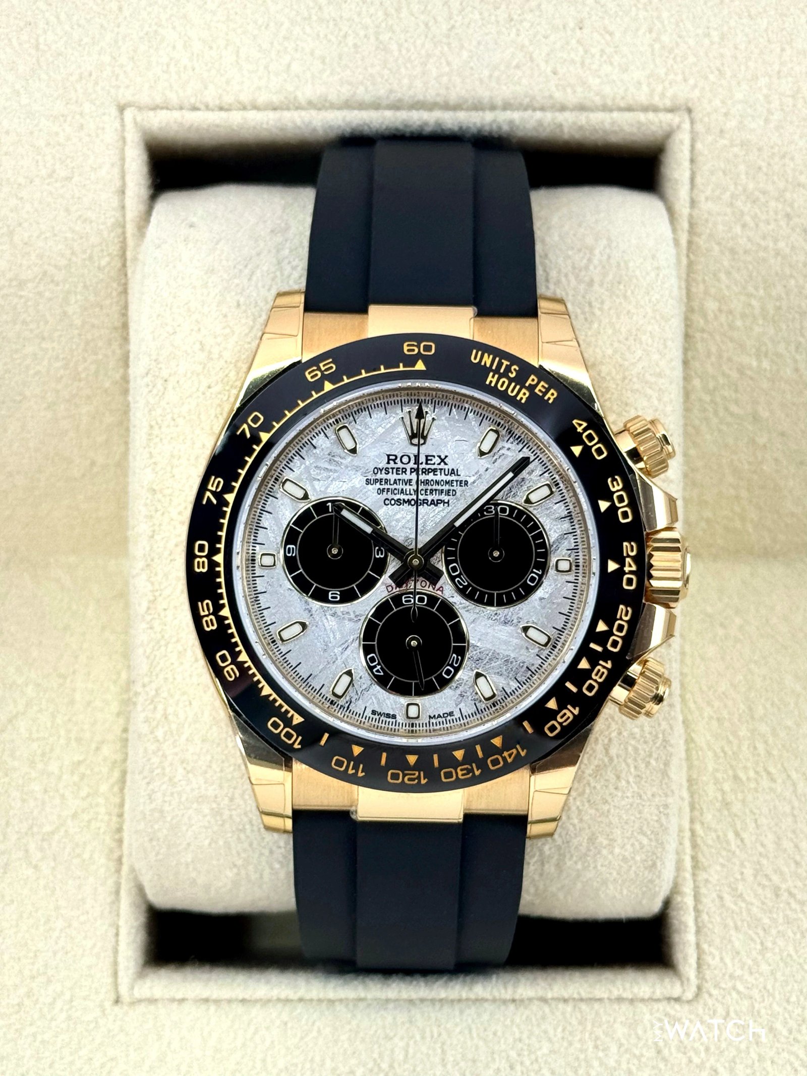 2022 Rolex Daytona 40mm 126518LN Yellow Gold Oysterflex Meteorite Dial (STICKERED)