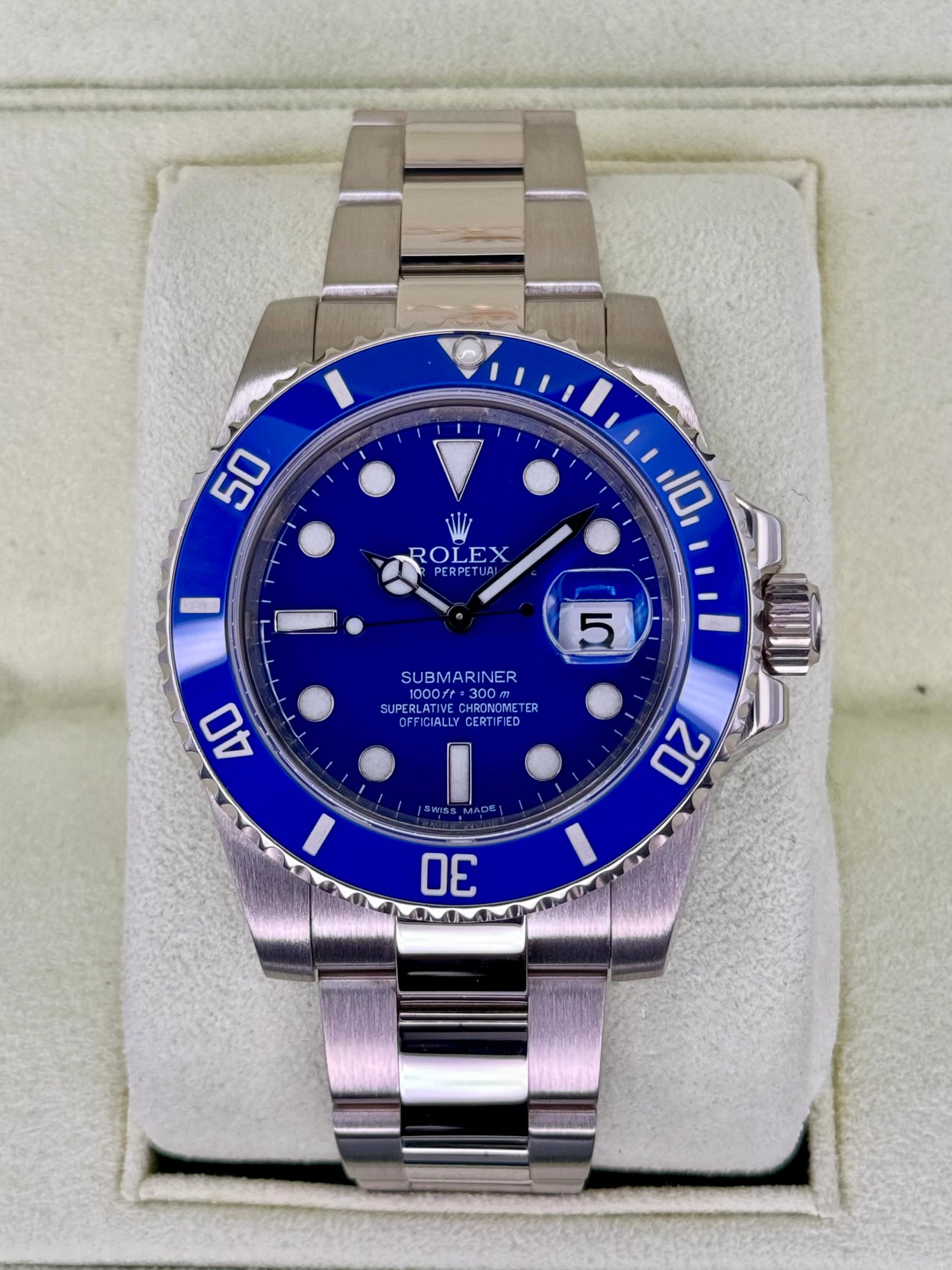 2013 Rolex Submariner "Smurf" 40mm 116619LB White Gold Blue Dial