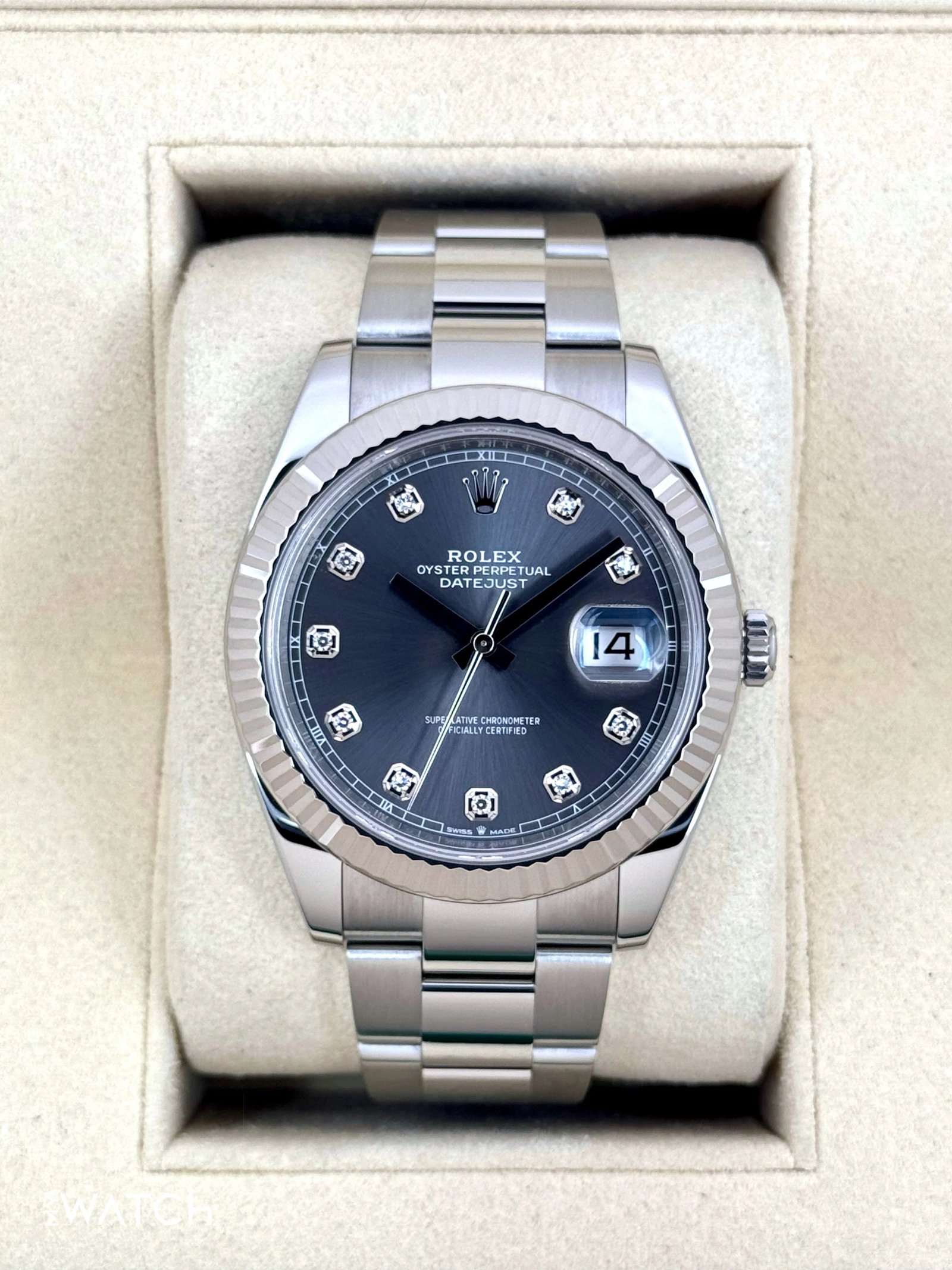 2022 Rolex Datejust 41mm 126334 Stainless Steel Oyster Rhodium Diamond Dial