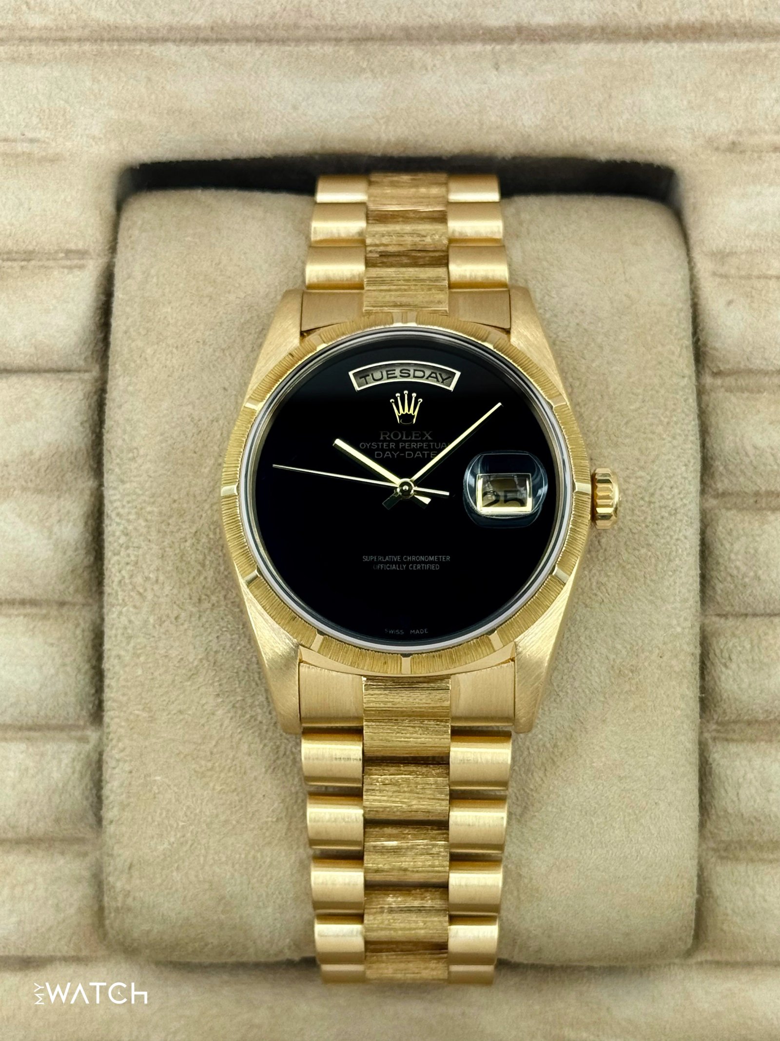 1998 Rolex Day-Date 36mm 18248 Presidential Black Onyx Dial (FRESH ROLEX SERVICE)