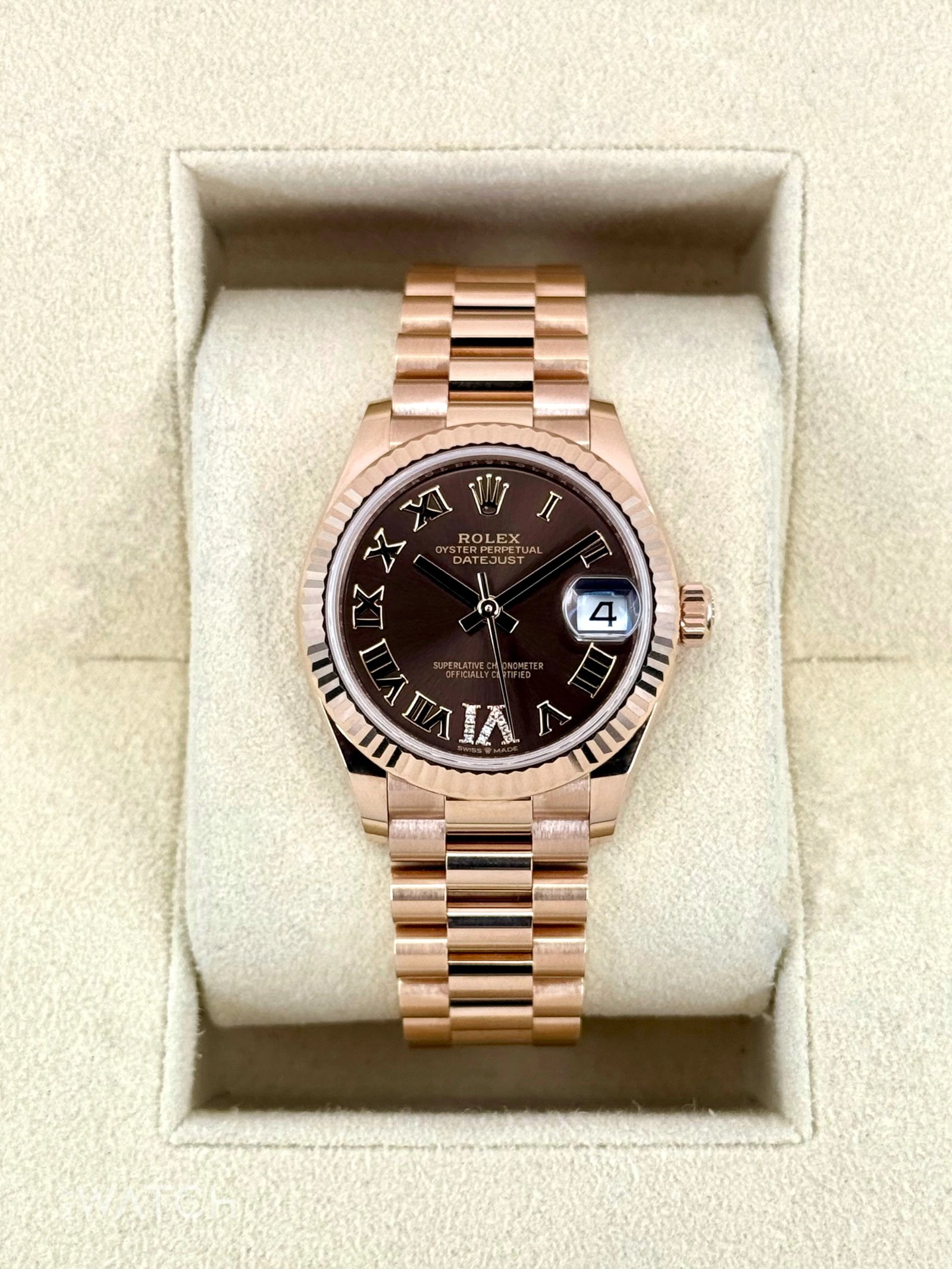 2022 Rolex Datejust 31mm 278275 Rose Gold Chocolate Diamond Dial