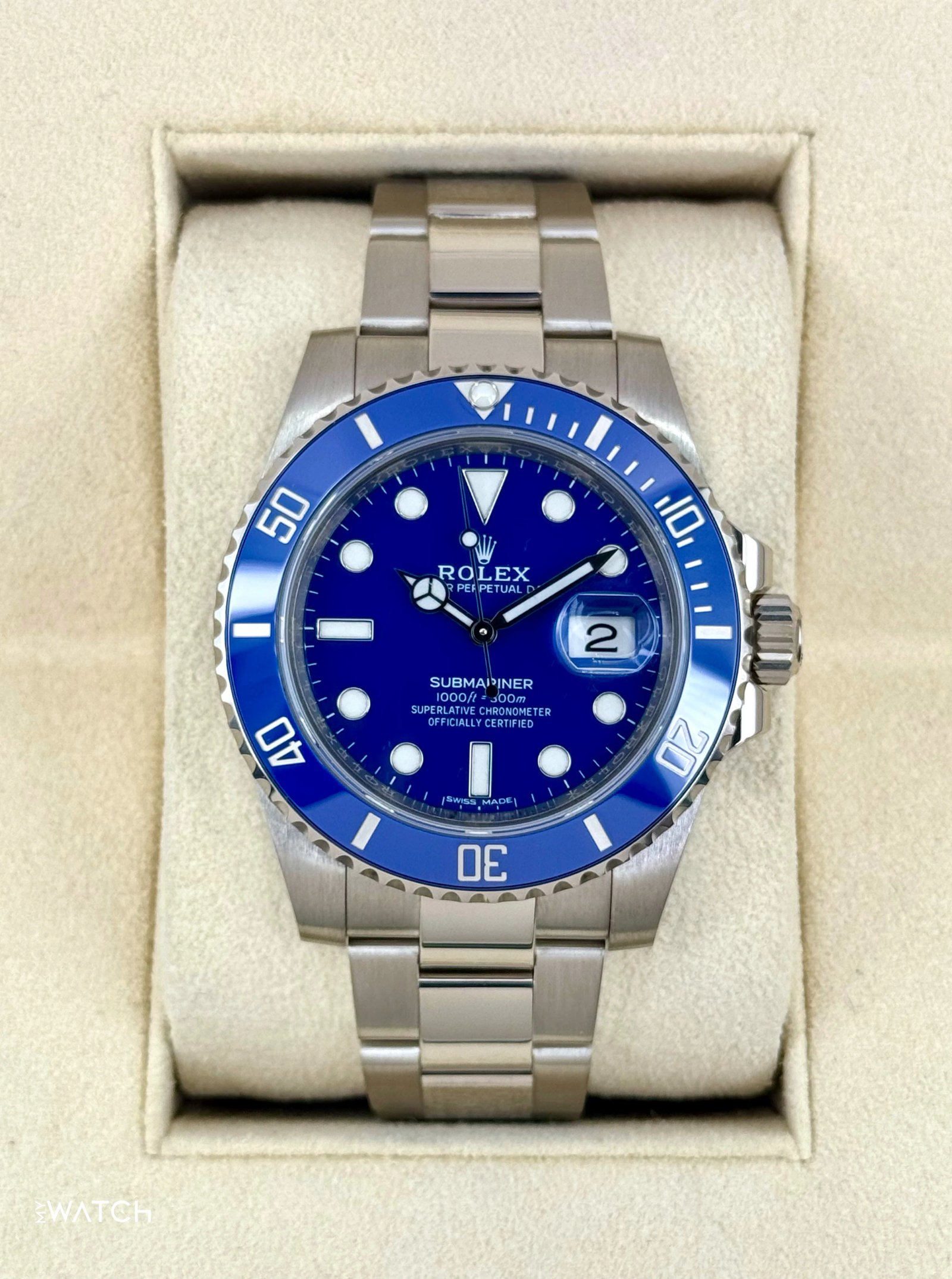 2018 Rolex Submariner "Smurf" 40mm 116619LB White Gold Blue Dial