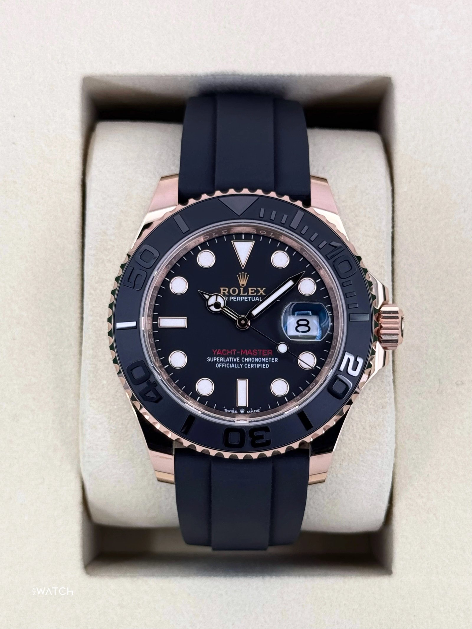 NEW 2025 Rolex Yacht-Master 40mm 126655 Rose Gold Oysterflex Black Dial